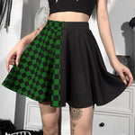 Load image into Gallery viewer, Halloween Contrast Color Black and White Checkered Dark Style Skirt  Amaijoin
