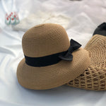 Load image into Gallery viewer, Hepburn bow ribbon sun hat women&#39;s straw hat Bucket hat color sunscreen sun hat beach hat wholesale  Amaijoin
