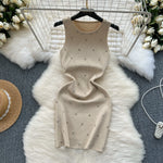 Load image into Gallery viewer, Beading  Summer Women&#39;s Knitting Sheath Tank Dress Female Bodycon Knitted Camisole Sleeveless Mini Dresses For Woman Outfits  Amaijoin
