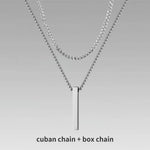 Load image into Gallery viewer, Vnox 3D Vertical Bar Necklaces for Men, Layering Stainless Steel Geometric Pendant, Layered Wheat Rope Cuban Chain, Boy Collar  Amaijoin
