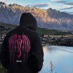 Load image into Gallery viewer, 2023 Explosions Sweater American Fashion Brand Y2k red Light Magic Sword Devil Wings Niche Loose Hooded Coat Men And Women Tide  Amaijoin
