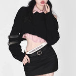 Load image into Gallery viewer, Korean Fashion Preppy style Sweet Pullover 2023 Spring Autumn Knitted Sweater Pink Vest Two peice sets Women Crop Knit Chic Top  Amaijoin
