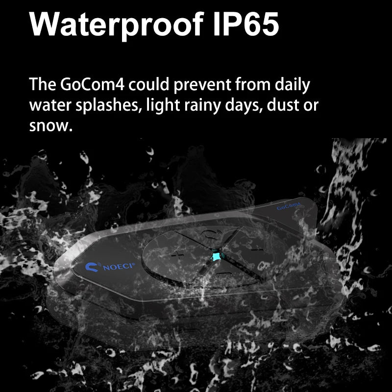 NOECI GoCom4 Motorcycle Intercom Bluetooth Headset For 4 Riders Group  1500m Full-duplex Interphone IP65 Music Sharing+ FM  Amaijoin