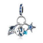 Carregue a imagem no visualizador da Galeria, Octopus Dolphin Crab Starfish Turtle Shell Ocean Mermaid Scallops Anchor cruise ship Charms 925 Silver For Original Jewelry Gift  Amaijoin
