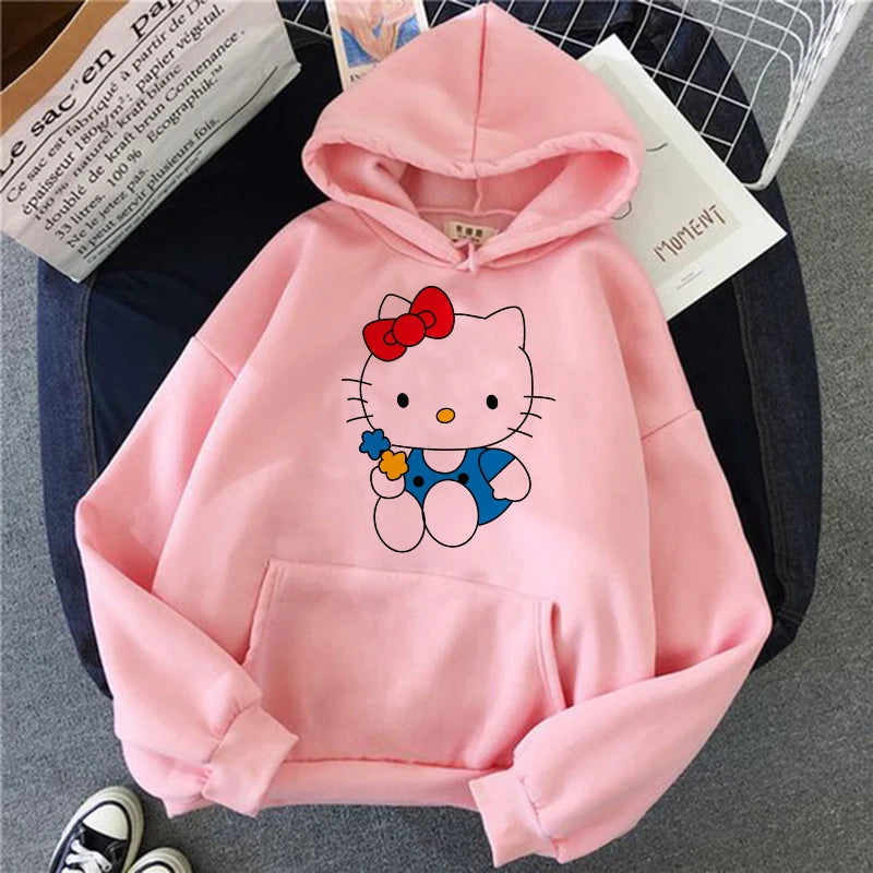 Women 90s Y2k 2000s Hoodies Hello Kitty Hip Hop Hoodie Sanrio Sweatshirt Clothes Tops Sweatshirt Clothing Streetwear  Amaijoin