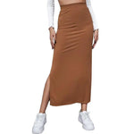 Load image into Gallery viewer, Women Long Skirts High Waist Bodycon Skirt Women Solid Split Pink Skirt Autumn Winter Streetwear Straight Black Midi Skirt  Amaijoin
