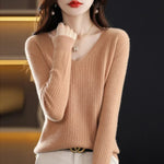 Load image into Gallery viewer, Women Sweater Long Sleeve Top Knitted Pullover V-Neck Fashion Sweater Woman Winter 2022 Basic Female Clothing Soild OL Sweaters  Amaijoin
