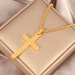 Load image into Gallery viewer, 316L Stainless Steel Cross Necklace For Men Chain Necklaces Punk Gold Silver Black Color Cross Pendant Necklace  Jewelry  Amaijoin
