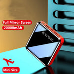 Load image into Gallery viewer, 20000mAh Mini Power Bank Portable Charger Full Mirror Screen LED Light Digital Display Poverbank External Battery Pack Powerbank  Amaijoin
