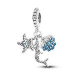 Carregue a imagem no visualizador da Galeria, Charms Plata De Ley 925 Evil Blue Eyes Silver Sun Star Elk Dinosaur Flower Charm of Original Fits Women Anniversary DIY Jewelry  Amaijoin
