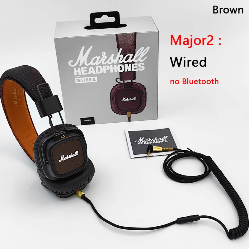 Original Marshall MAJOR II 2 Wireless/Wired Headphones Deep Bass/40mm Dynamic Drivers Portable Foldable Sports Bluetooth Headset  Amaijoin