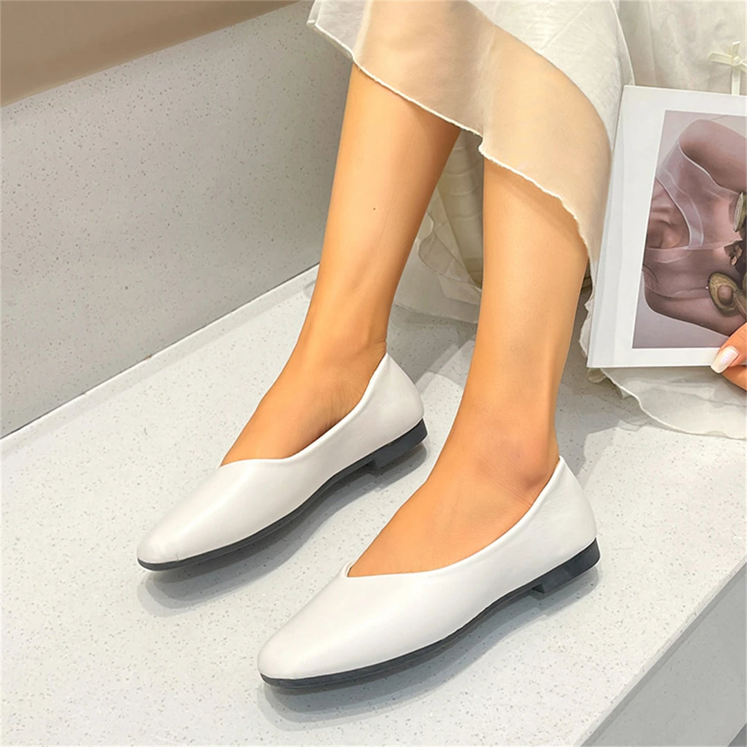 Spring Summer Fashion New Casual Shallow Mouth Breathable Flat Shoes Elegant Square Toe Low Heel Simple Women's ShoesNO:C1622  Amaijoin