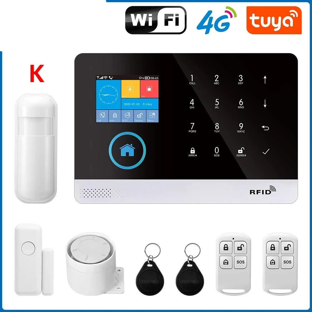 PGST 103 2.4 inch Screen 4G 2G WIFI GSM Home Bulgar Security System for Home 433MHz APP Control RFID Card with PIR Motion  Amaijoin