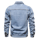 Load image into Gallery viewer, 2023 Spring Men Solid Lapel Denim Jackets Fashion Motorcycle Jeans Jackets Hommes Slim Fit Cotton Casual Black Blue Coats  Amaijoin
