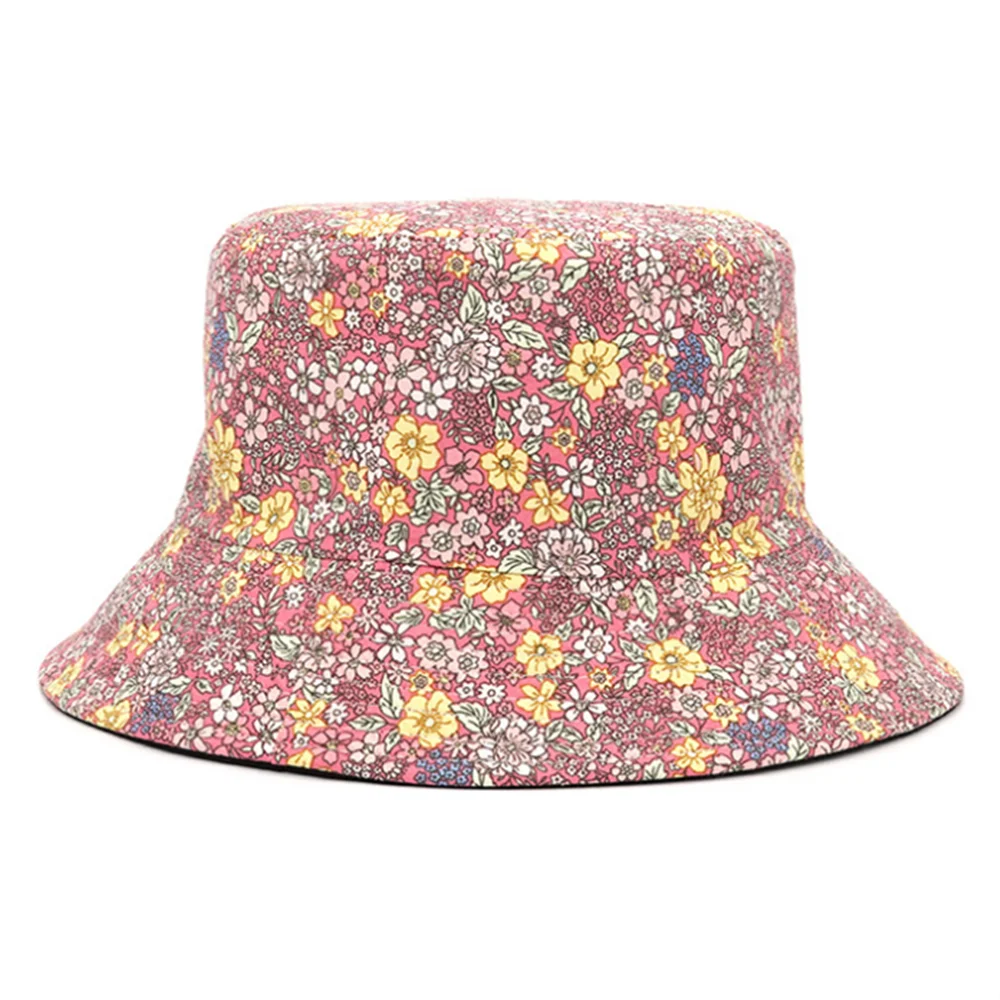 Spring and Summer Small Floral Print Bucket Hat Trend Flower Double-Sided Male Wild Basin  Sun  Woman Cap  Amaijoin