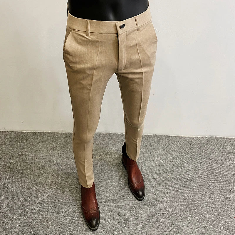 Men Suit Pants Dress Pantalone Hombre Stretch Slim Formal Trousers Calça Masculina Solid Color Casual Pants Fashion Men Clothing  Amaijoin