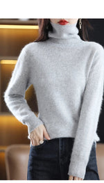 Load image into Gallery viewer, Autumn And Winter New 100% Mink Cashmere Sweater 2023 Women&#39;s High Neck Knitted Pullover Loose Korean Fashion Warm Women&#39;s Top  Amaijoin
