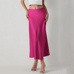 Load image into Gallery viewer, Beach Women&#39;s Skirts Solid Color Purple Satin Skirt Women High Waist Summer Long Skirt New 2024 Elegant Ladies Office Skirts  Amaijoin
