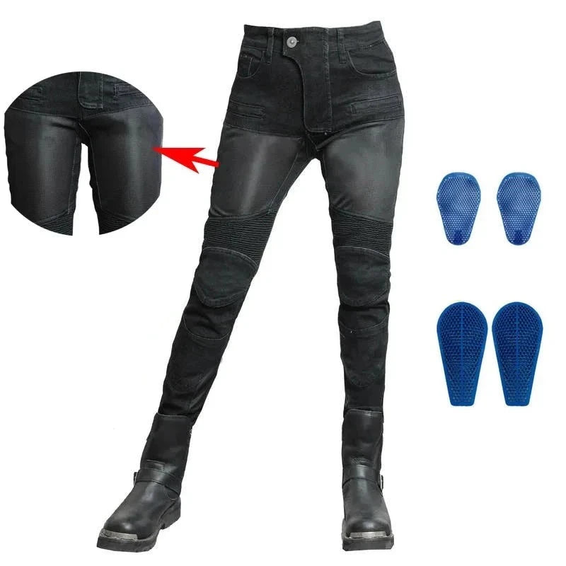 Camo Dual Spring Summer Riding Collection Women Moto Pants Classic Denim Motorcycle Female Pants Motocicleta Elastic Fit Jeans  Amaijoin