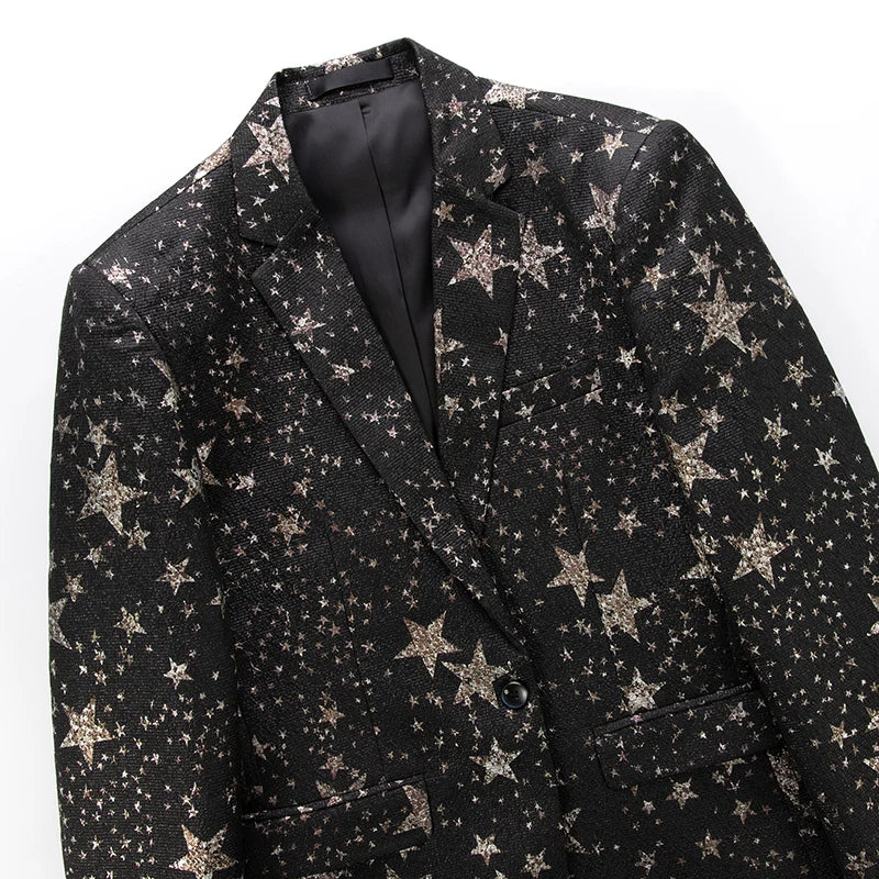 Classic Mens Blazers With Patterns Stars Slim Fit Luxury Fashion Autumn Quality Soft Comfortable Coat Jacket 6XL Terno Masculino  Amaijoin