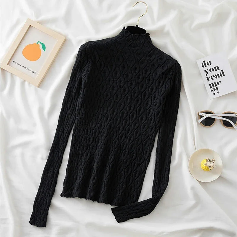 AOSSVIAO 2024 Cashmere Turtleneck Women Sweaters Autumn Winter Warm Pullover Slim Tops Knitted Sweater Jumper Soft Pull Female  Amaijoin