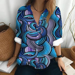 Load image into Gallery viewer, Autumn Women&#39;s Shirt Polo Collar Long Sleeve T-shirt Fashion Print Top Fashion Party Trend Women&#39;s Shirt Button Casual T-shirt  Amaijoin
