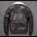 Load image into Gallery viewer, Plus Size Bust 140cm Bomber Men Genuine Leather Jacket Natural Fur Collar Classic Casual G1 Real Cowhide Mens Coat Winter Warm  Amaijoin
