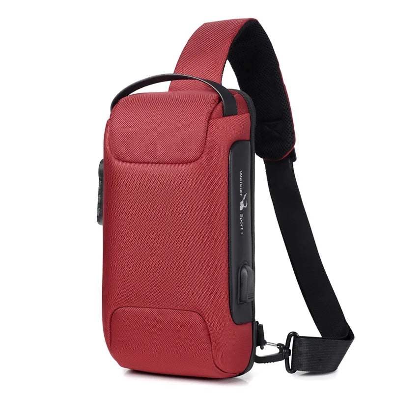 2023 Men's Chest Bag Waterproof Crossbody Bag Multifunction Anti-theft Travel Bags Shoulder Bag Male USB Charging Pouch for Man  Amaijoin