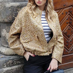 Load image into Gallery viewer, HH TRAF Autumn Sequins Golden Loose Jacket for Women Sparkle Long Sleeve Casual Bomber Jacket with Pockets Female Fashion Coats  Amaijoin
