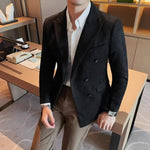 Load image into Gallery viewer, 2023 Autumn Winter Suede Blazers Men Double-breasted Buttons Casual Business Suit Jacket Streetwear Social Blazer Masculino  Amaijoin
