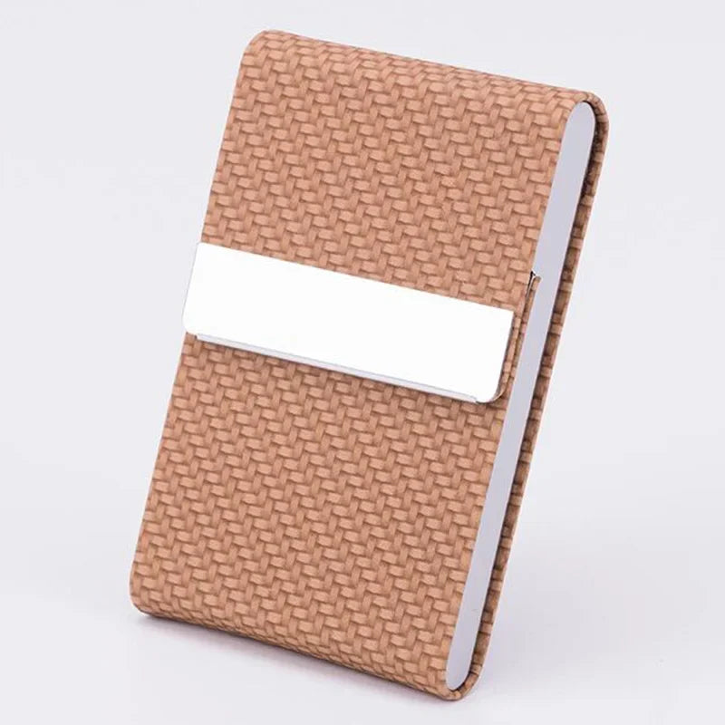 Business Card Holder PU Leather Business Card Case Name Cards Wallet Slim Metal Pocket Card Organizer Gifts for Men Women Office  Amaijoin