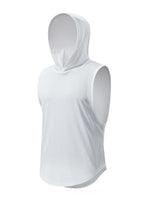 Load image into Gallery viewer, Plain Fitness Hooded Tank Top Mens Summer Solid Muslce Shirt Hoodies Cotton Blank Bodybuilding Sleeveless Vest Workout Singlets  Amaijoin
