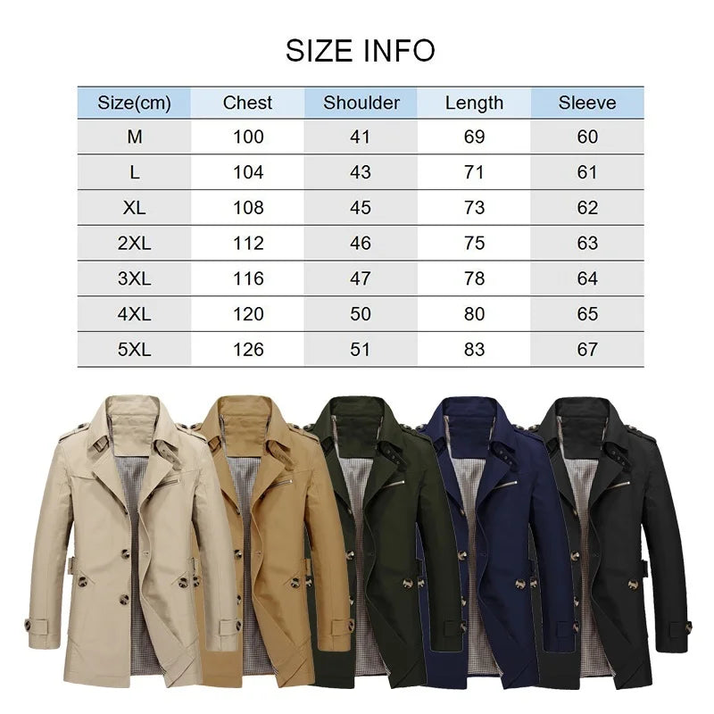 Men's Business Windbreaker Long Jackets Pure Cotton Trench Coats Casual 2022 Spring Fall Winter Fashion Suit Streetwear Blazers  Amaijoin