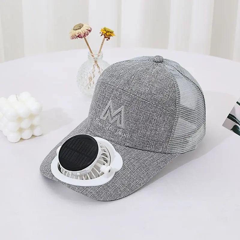 Summer solar charging with fan hat for men and women breathable mesh sun protection outdoor sunshade duck tongue hat  Amaijoin