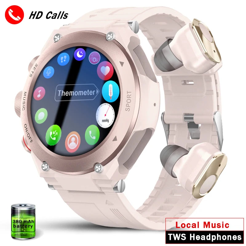 ChiBear Bluetooth Call Smart Watch Women Earphone 2 in 1 TWS Wireless Earbuds Fitness Tracker Sport Waterproof Smartwatch Ladies  Amaijoin