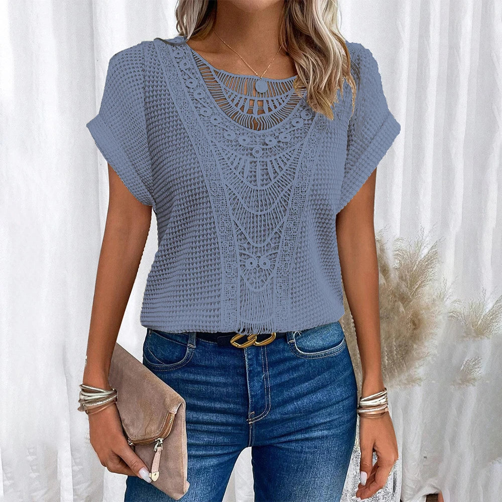 Basic Blouse Tops for Women Clothing 2024 Summer Slim Fit Short Sleeve T-shirt Tee Fashion Female Casual Y2K Crop Korean Pullove  Amaijoin