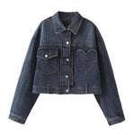 Load image into Gallery viewer, 2024ZAR * Spring/Summer New Women&#39;s versatile loose and versatile heart-shaped pocket denim jacket jacket  Amaijoin
