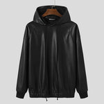 Load image into Gallery viewer, INCERUN 2023 Fashion Men Sweatshirts PU Leather Hooded Long Sleeve Hoodies Streetwear Solid Color Punk Casual Men Pullover 5XL 7  Amaijoin
