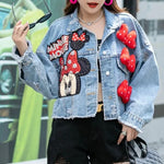 Load image into Gallery viewer, 2024 New Women Coat Cartoon Sticker Embroidered Sequin Short Denim Jacket Loose Bowknot Top  Amaijoin
