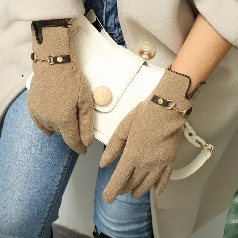 Fashion Lady Glove Mittens Women Winter Vintage Touch Screen Driving Keep Warm Windproof  Dropshiping New Grace mitaine femme  Amaijoin