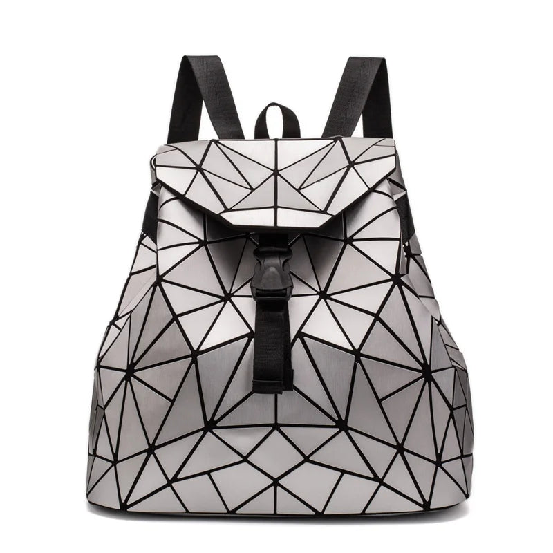 Women Geometric Backpack Bags Matte Female Drawstring Backpacks For Teenage Girls Bagpack Bag Ladies Holographic Daily Backpack  Amaijoin