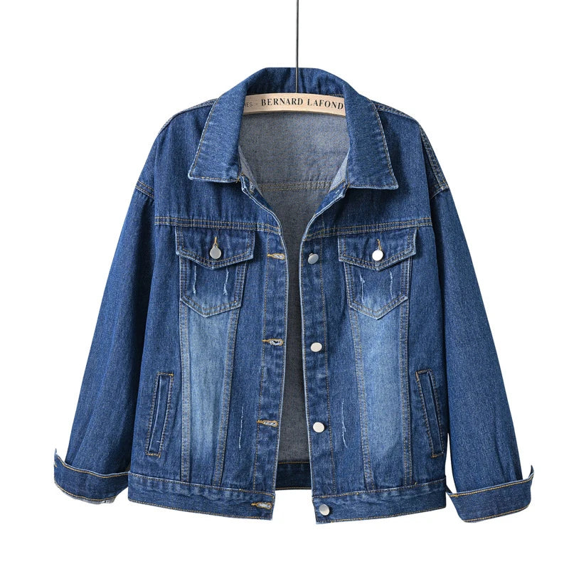 2024 Spring New Denim Jacket For Women Casual Tops Short Coat Female Solid Jean Jackets Fashion Cotton Loose Outerwear  Amaijoin