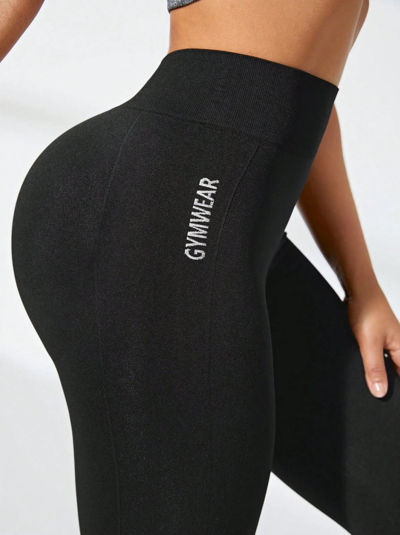 Women's High Waist Yoga Leggings Letter Gymwear Seamless High Stretchy Butt Lifting Breathable Sports Pants for Women  Amaijoin