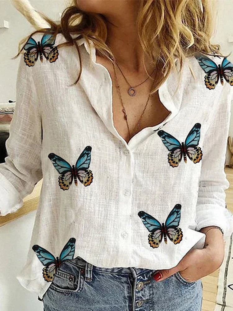 Elegant Cotton Linen Shirts Women Casual Solid Button Lapel Blouses Shirts Spring Summer Long Sleeve Loose Tops Tunic Blusas  Amaijoin