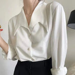 Load image into Gallery viewer, Fashion Turn Down Collar Chiffon White Women Shirt Spring Professional Commuting Formal Tops Elegant Solid Color Blouse  Amaijoin
