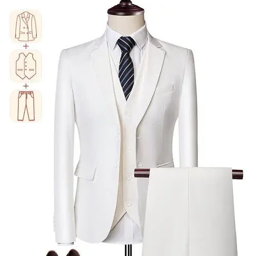 Men's Business Casual Suit for Weddings, Genuine Blazer, Vest and Pants, Big & Tall,Slim Fit Waistcoat, Dress Trousers, US Size  Amaijoin