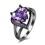 Load image into Gallery viewer, Romantic 18K Black Gold Plated Promise Band Ring Wedding Purple Heart Cubic Zirconia Rings for Women  Amaijoin
