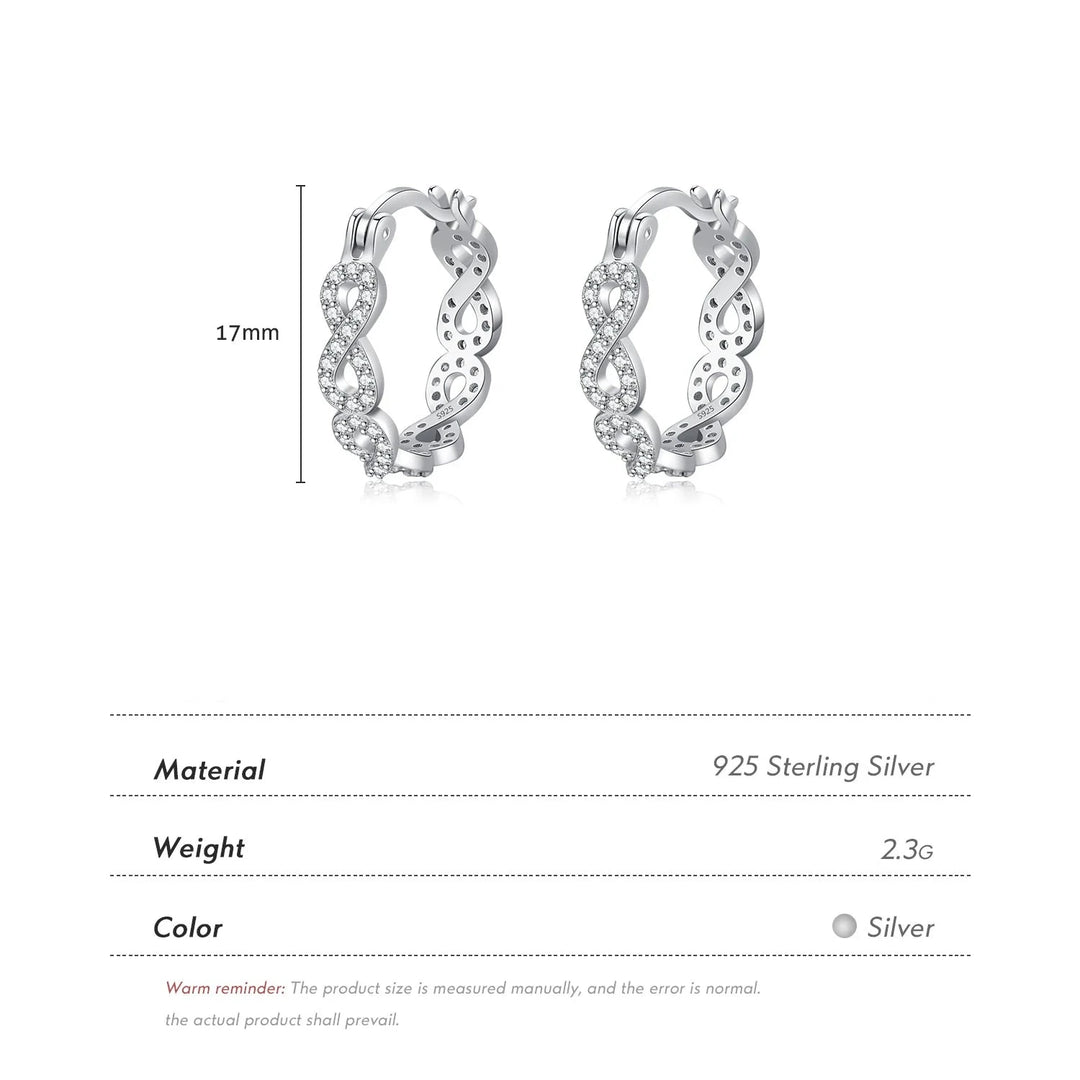 MODIAN Solid 925 Sterling Silver Infinite Love Sparkling CZ Hoop Earrings Original Design For Women Wedding Fine Jewelry Gifts  Amaijoin