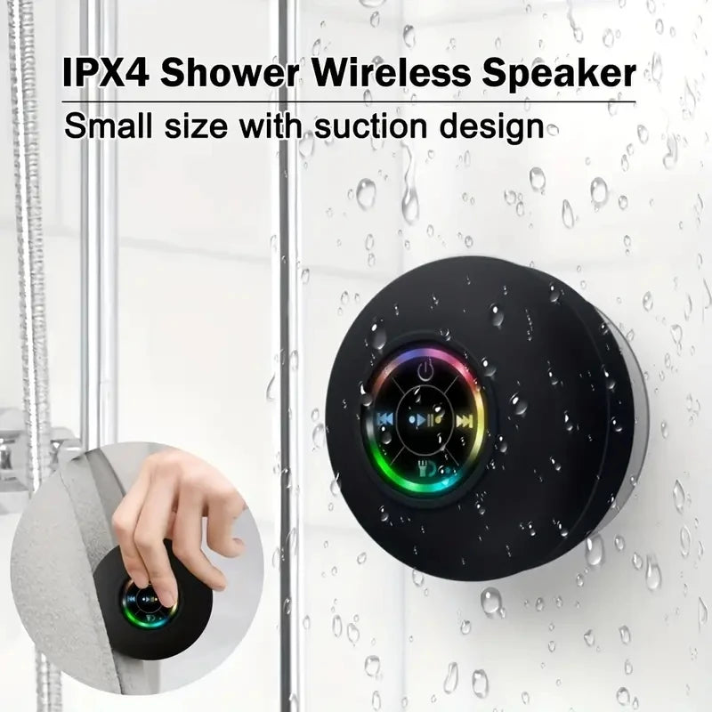 Bluetooth speaker, portable and waterproof with suction cup, compact bathroom speaker  Amaijoin