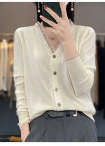 Load image into Gallery viewer, 2023 Spring and Summer Cashmere Cardigans Women  V-neck Knitted Sweater Fashion Knitwear Solid Cashmere Cardigans Women&#39;s  Amaijoin
